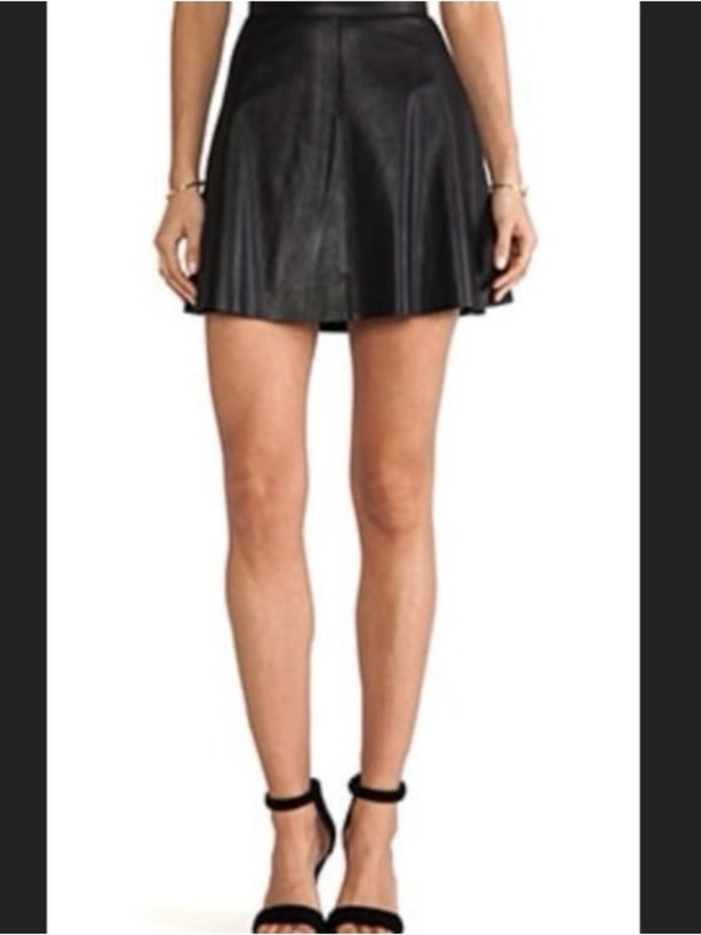 Mackage Black Genuine Lamb Leather Mini Skirt Lined Size 4 EUC